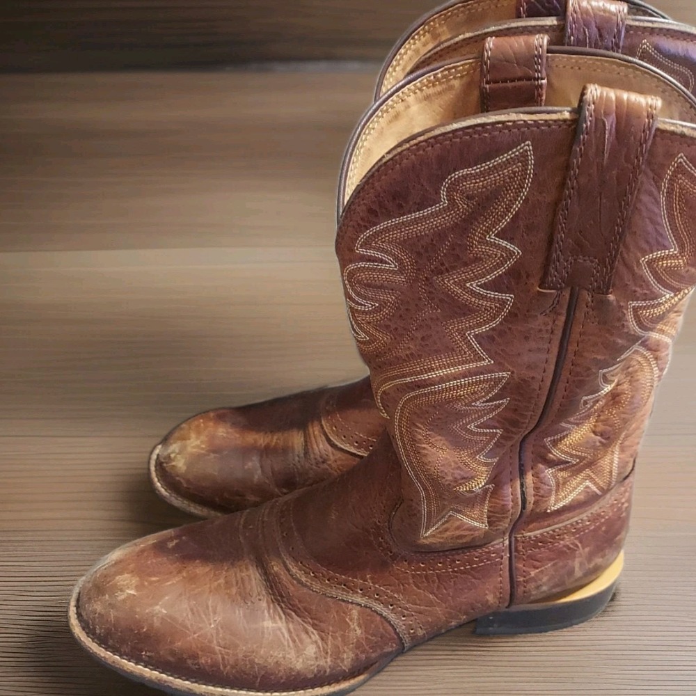 Twisted X Boots Men's Sz 12D Brown Leather Distressed Saddle Work Cowboy Shoes